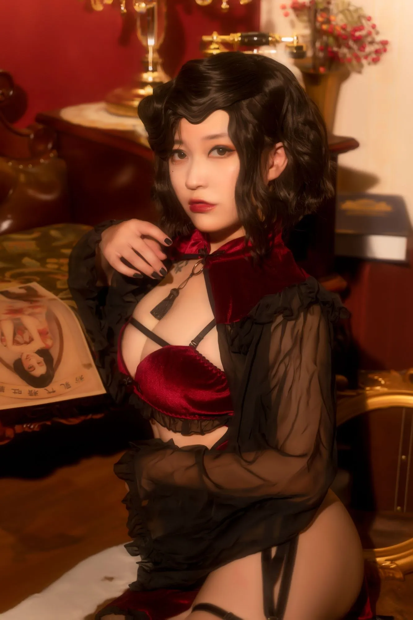 图片[4]-No.009-红丝绒旗袍 [14P]-coswz-cos王者