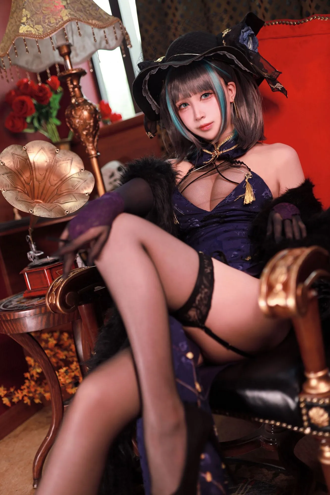 图片[3]-No.007 – 柴郡旗袍 [37P]-coswz-cos王者
