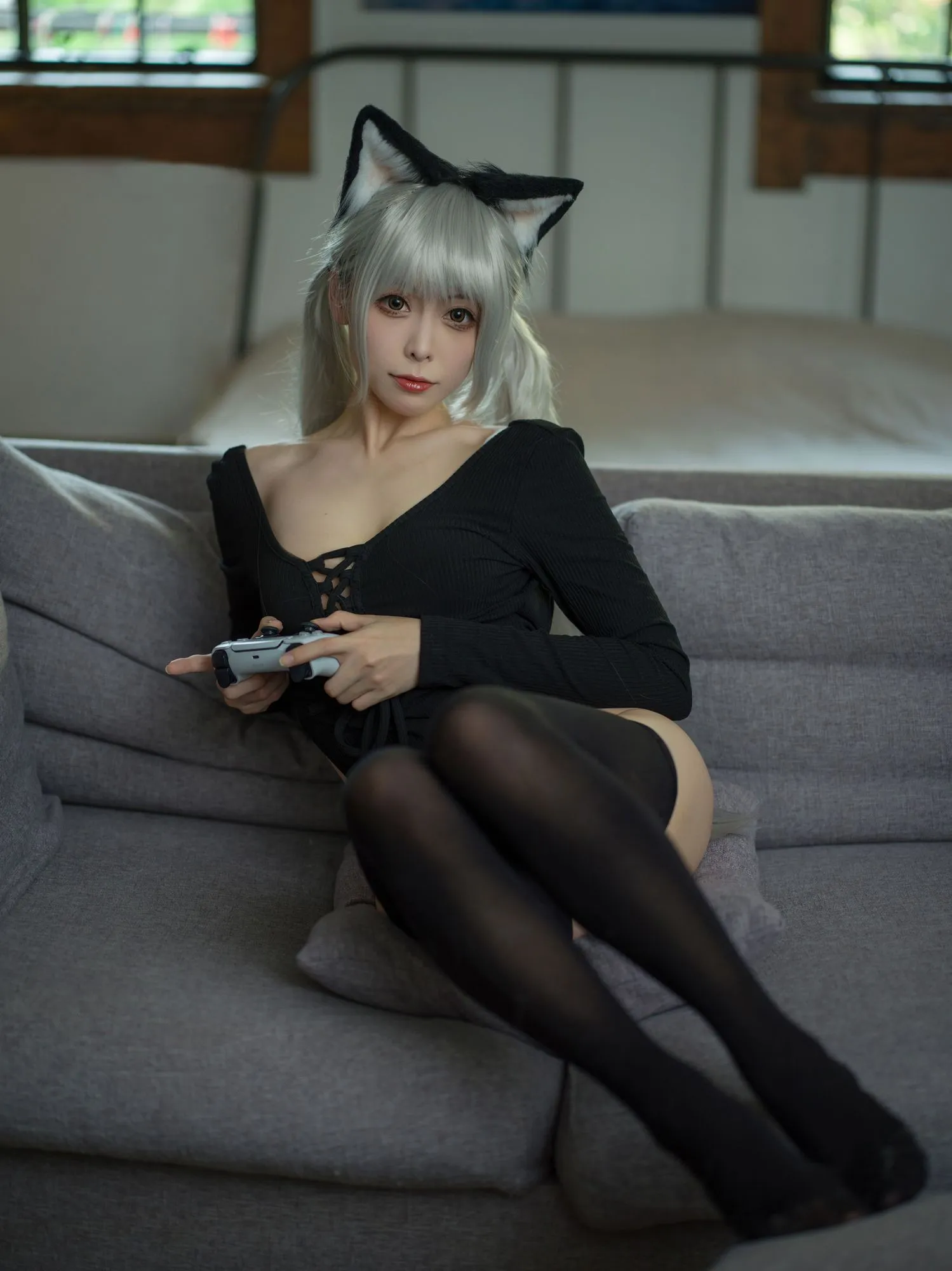 图片[2]-No.009-黑猫针织衫连体衣 [57P 1V]-coswz-cos王者