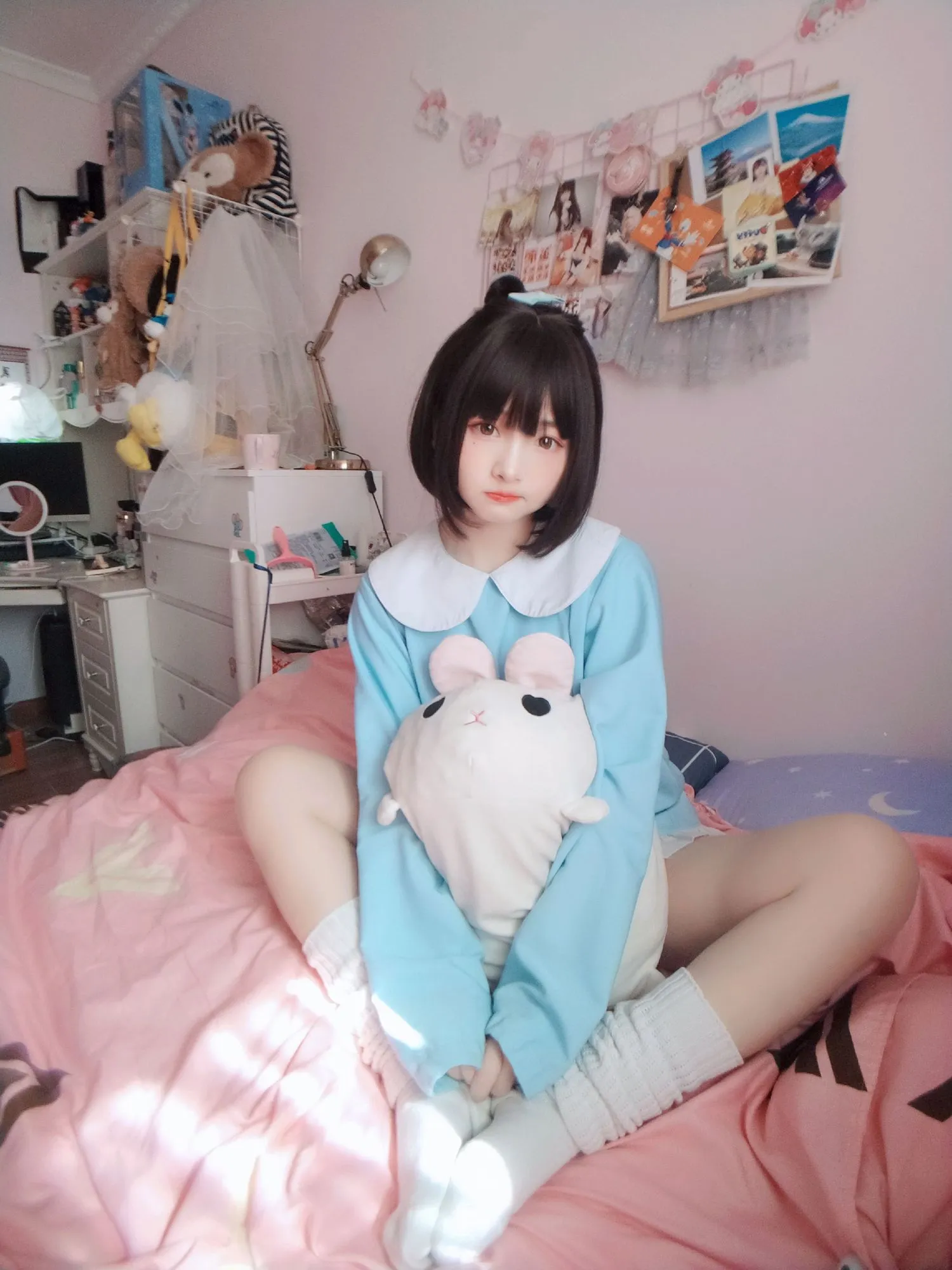 图片[3]-No.048-淡蓝衣白袜果足 [41P 4V]-coswz-cos王者