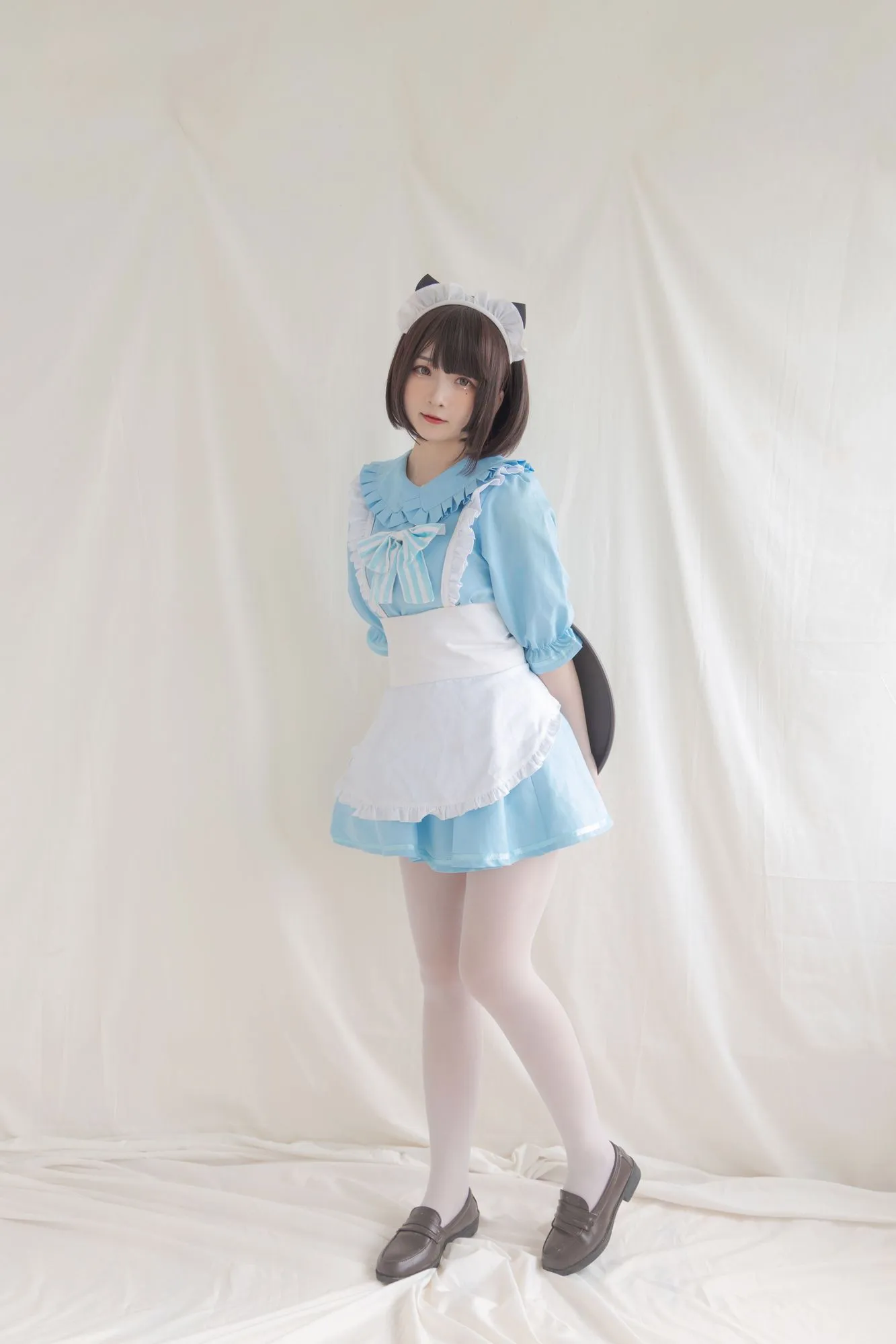 图片[3]-No.049-蓝色猫耳白丝女仆 [42P 1V]-coswz-cos王者