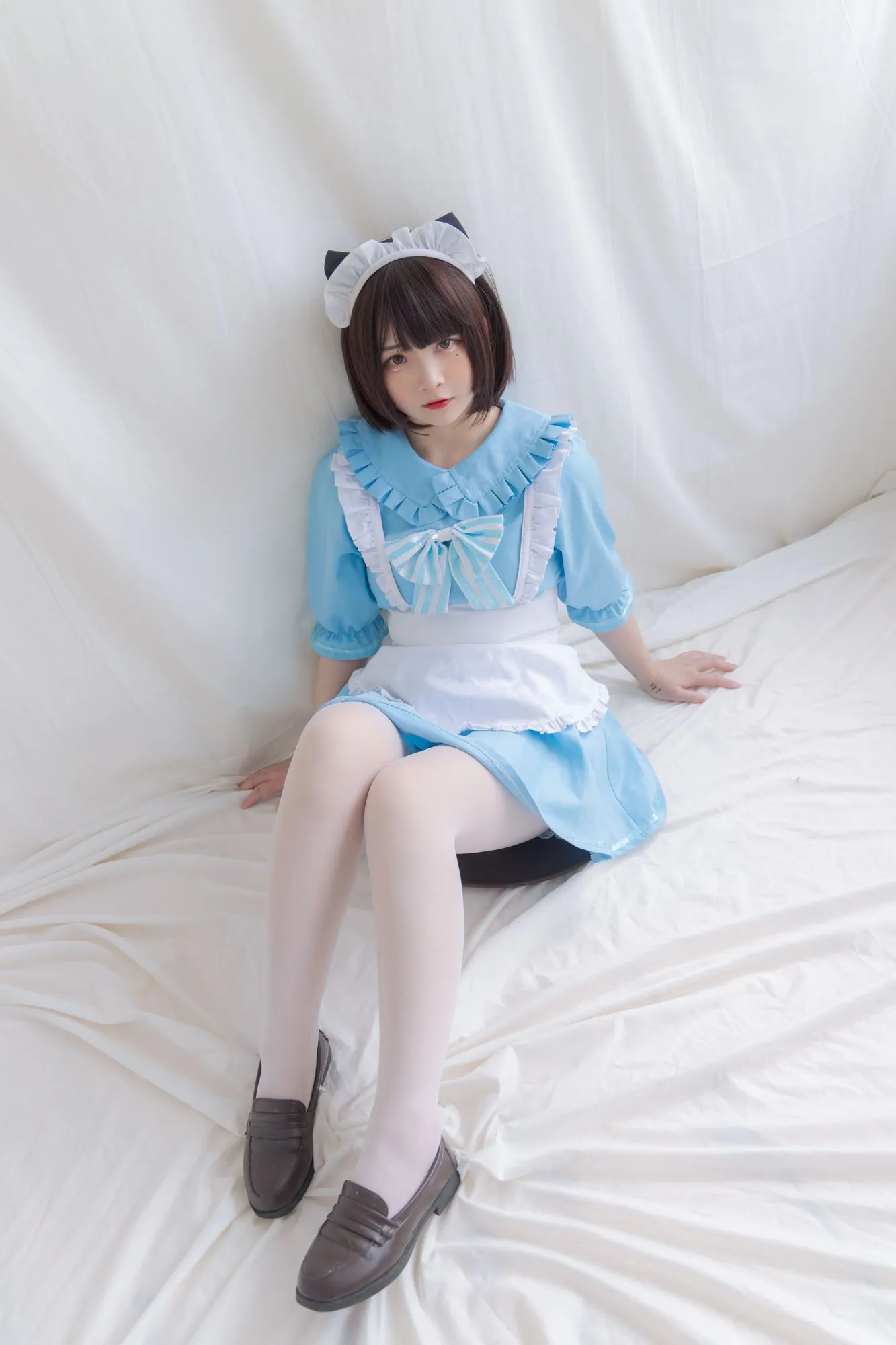 图片[2]-No.049-蓝色猫耳白丝女仆 [42P 1V]-coswz-cos王者