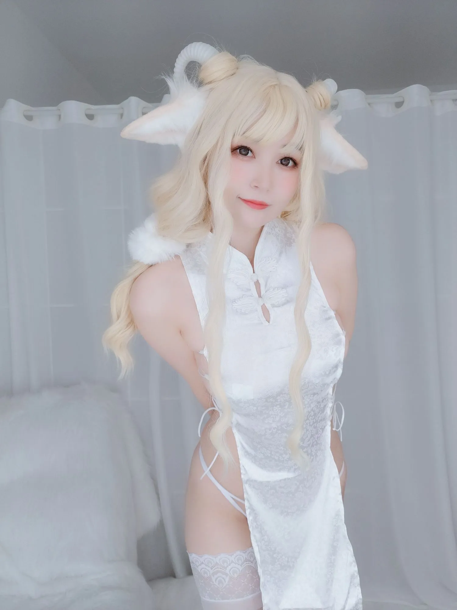 图片[2]-No.063-小白羊 旗袍 [101P 7V]-coswz-cos王者