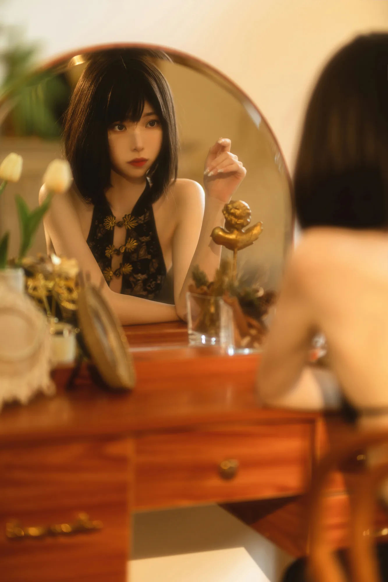 图片[2]-No.008-纯欲黑纱旗袍 [40P]-coswz-cos王者
