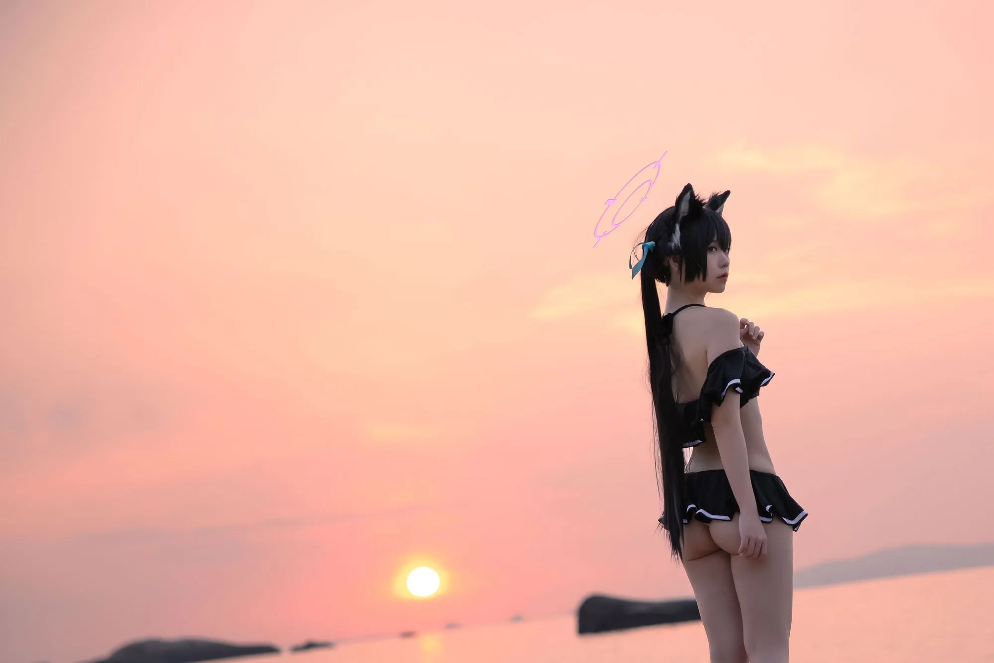 图片[2]-No.087-碧蓝档案 黑見芹香 海边泳装 [20P]-coswz-cos王者