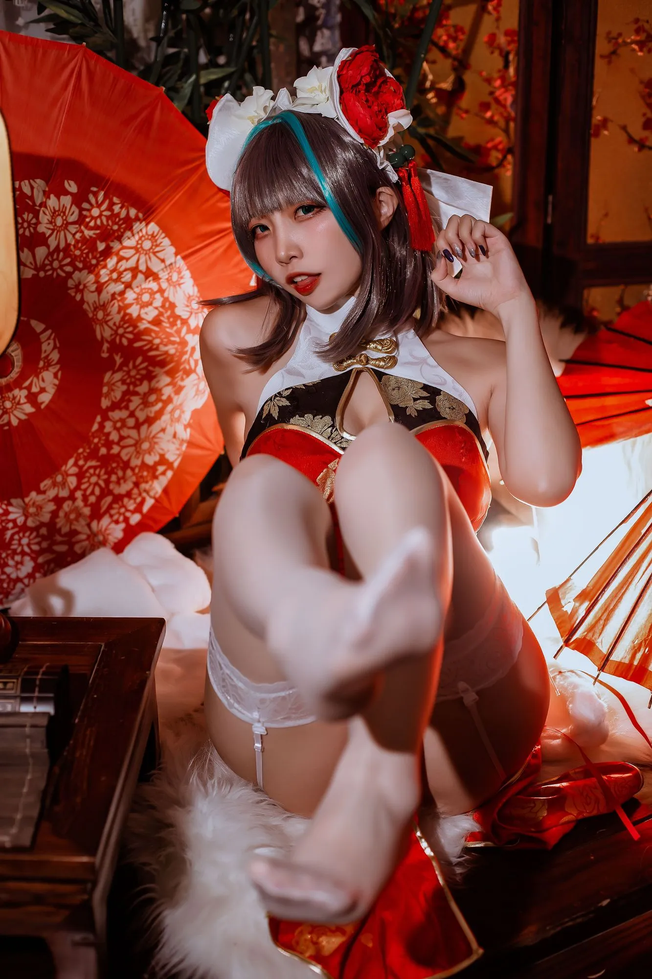 图片[2]-No.149 – 碧蓝 柴郡旗袍 [32P]-coswz-cos王者