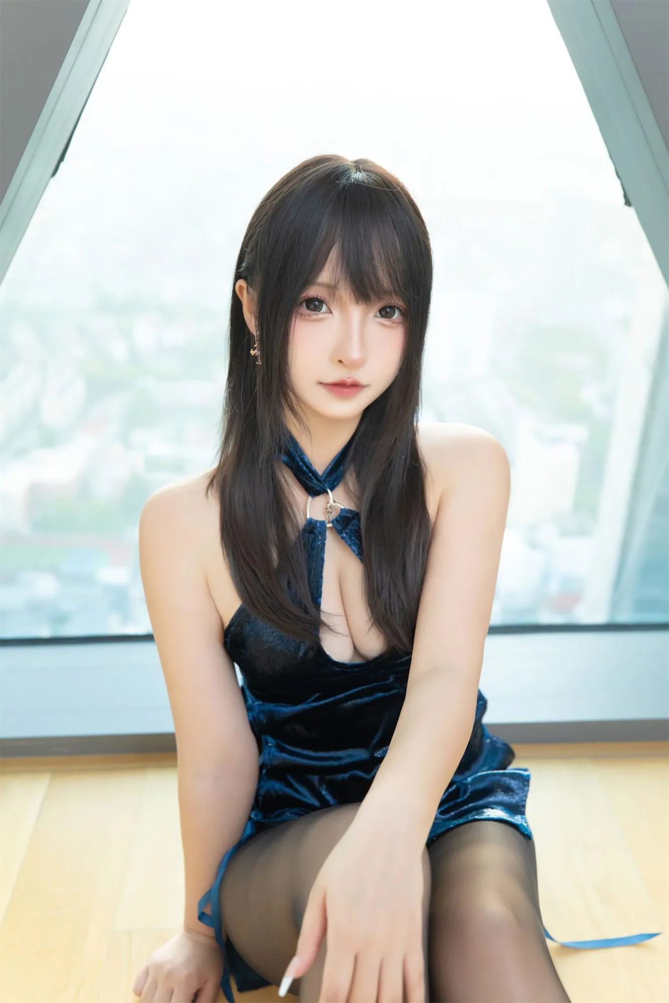 图片[4]-No.149 – 蓝衣旗袍 [75P 2V]-coswz-cos王者