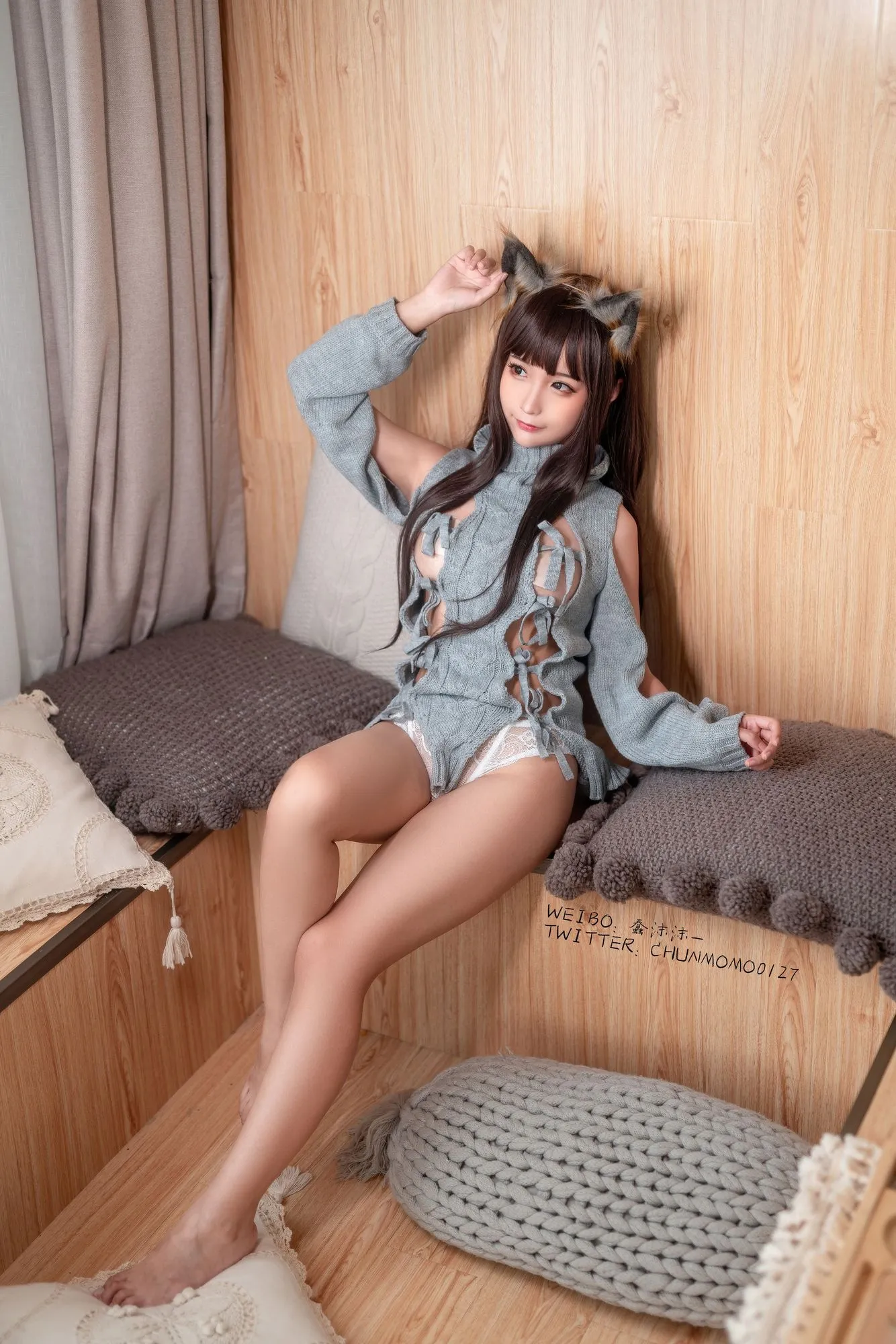 图片[3]-No.087-灰露背毛衣 [40P]-coswz-cos王者