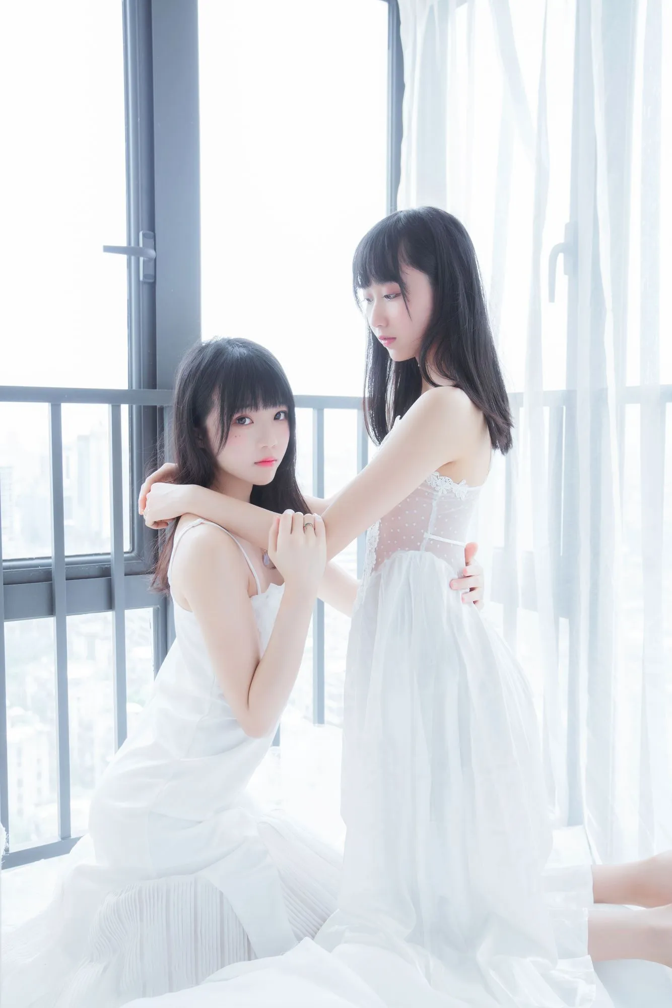 No.095-朝(白裙×白裙) – 桜桃喵&木绵绵OwO [58P]-图妖社