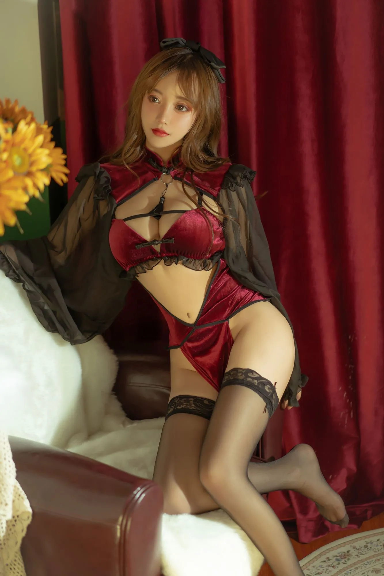 图片[4]-No.098-红丝绒旗袍 [53P]-coswz-cos王者