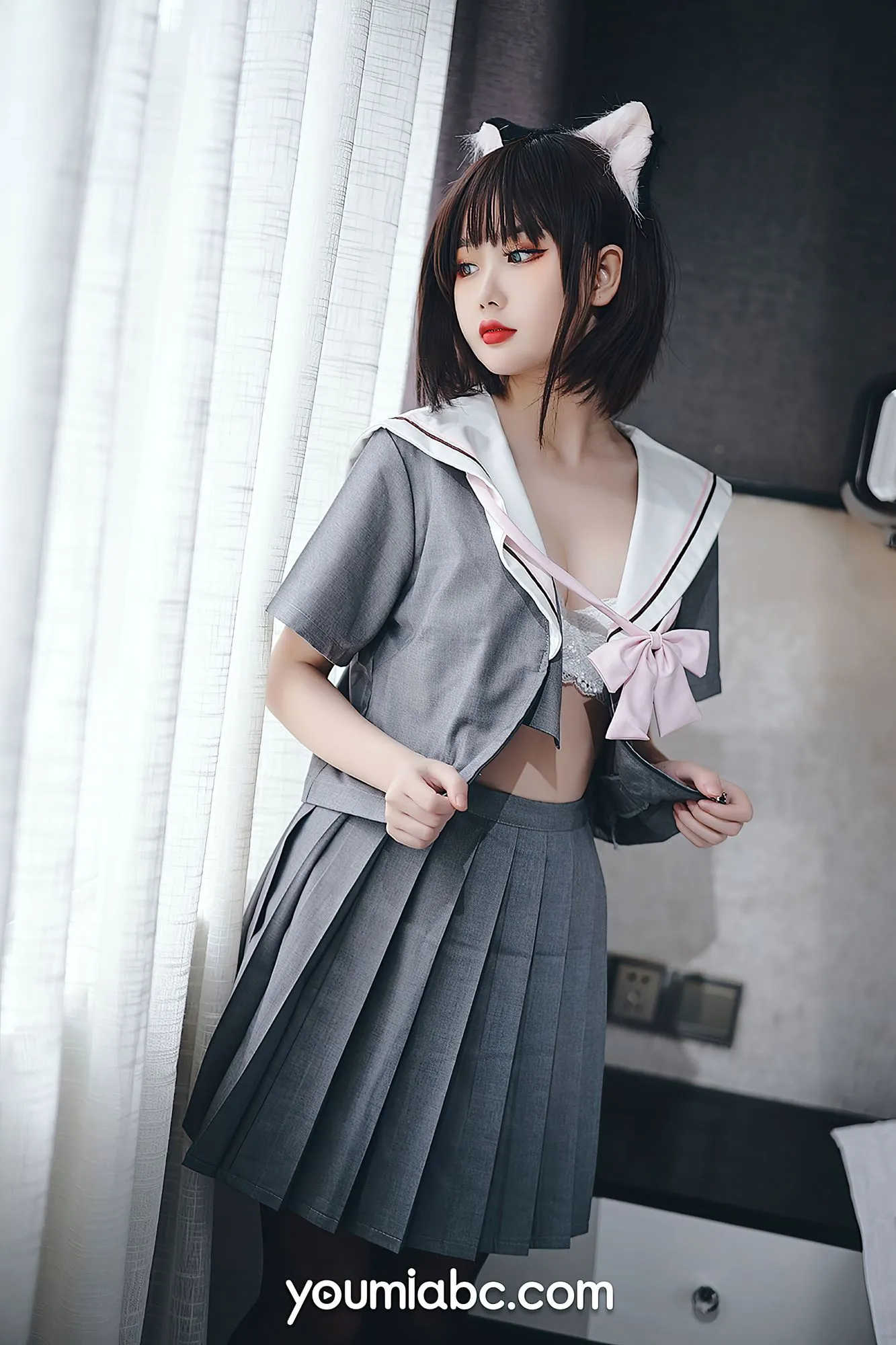 图片[4]-No.014-[YouMi尤蜜] 2020.11.10 制服猫娘 [44P]-coswz-cos王者