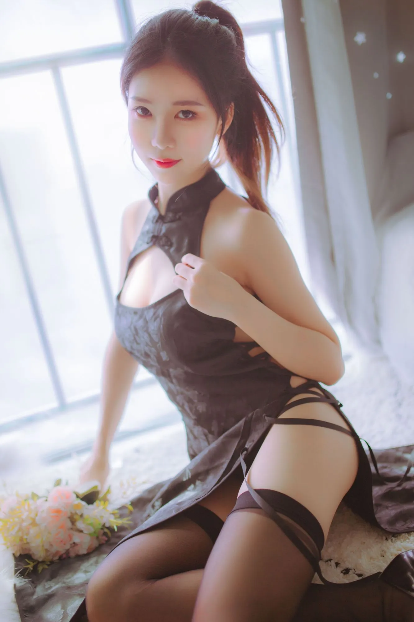 No.026-黑白旗袍双子 – 抖娘_利世×不呆猫 [41P]-图妖社
