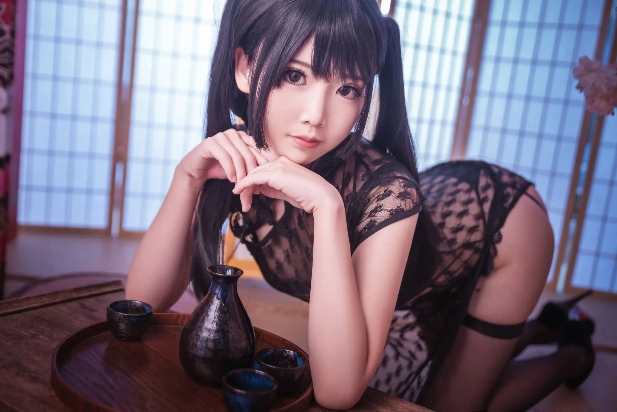 No.043-黑丝情趣旗袍 [21P]-图妖社