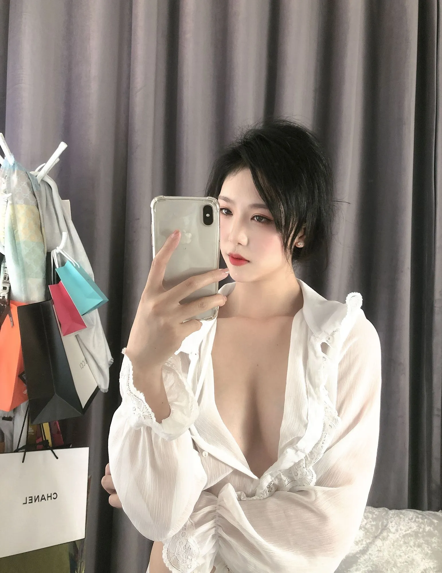 No.063-透視雪紡+碎花內衣+定制三合集 [112P]-图妖社