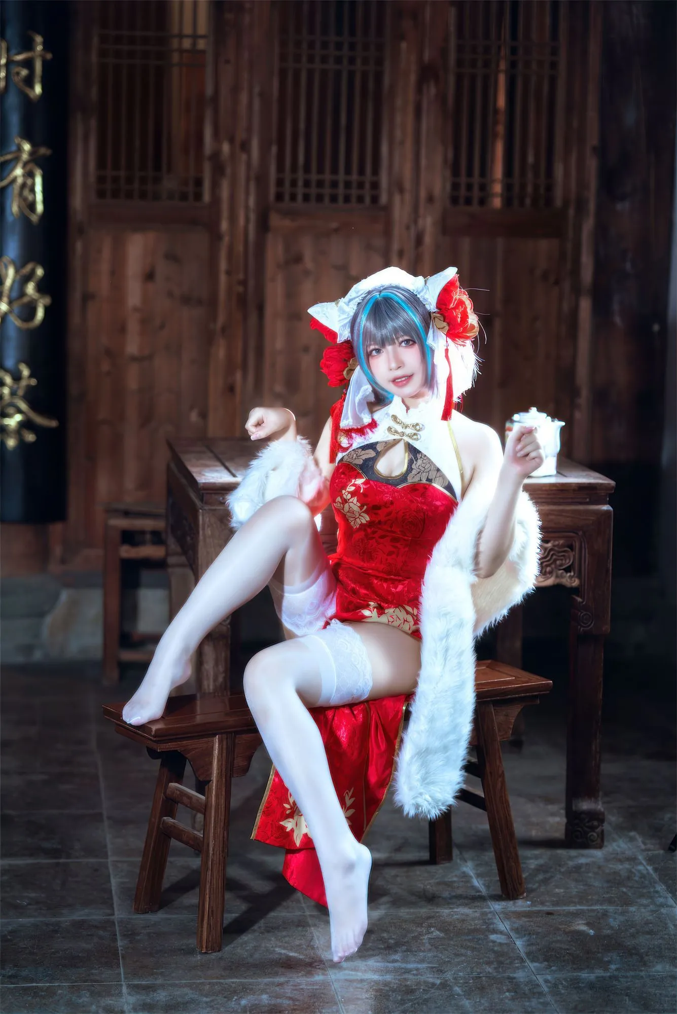 图片[4]-No.046 – 碧蓝航线 柴郡 中华娘旗袍 [45P 2V]-coswz-cos王者