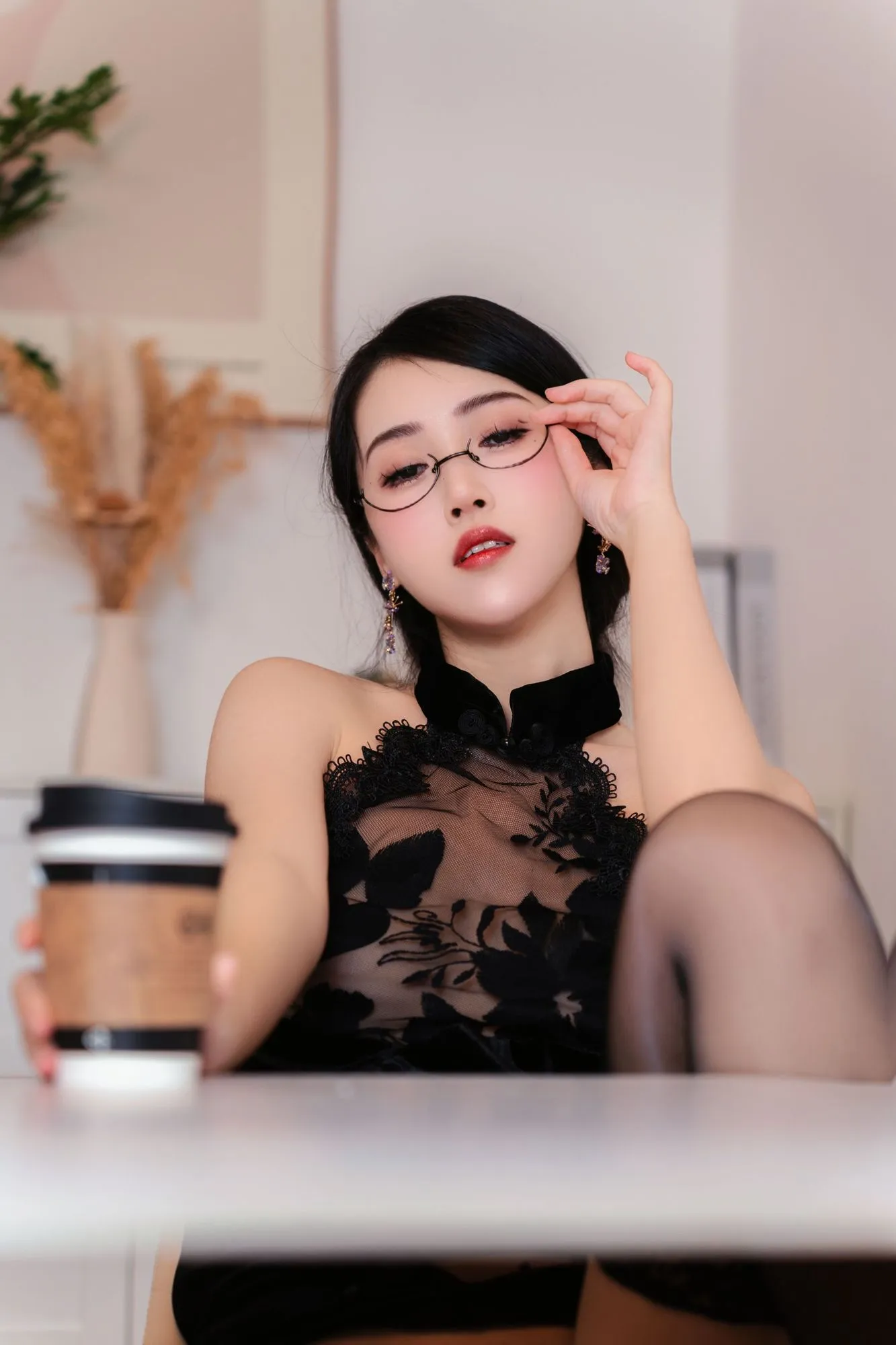 图片[3]-No.051 – 黑旗袍过膝袜御姐 [42P]-coswz-cos王者