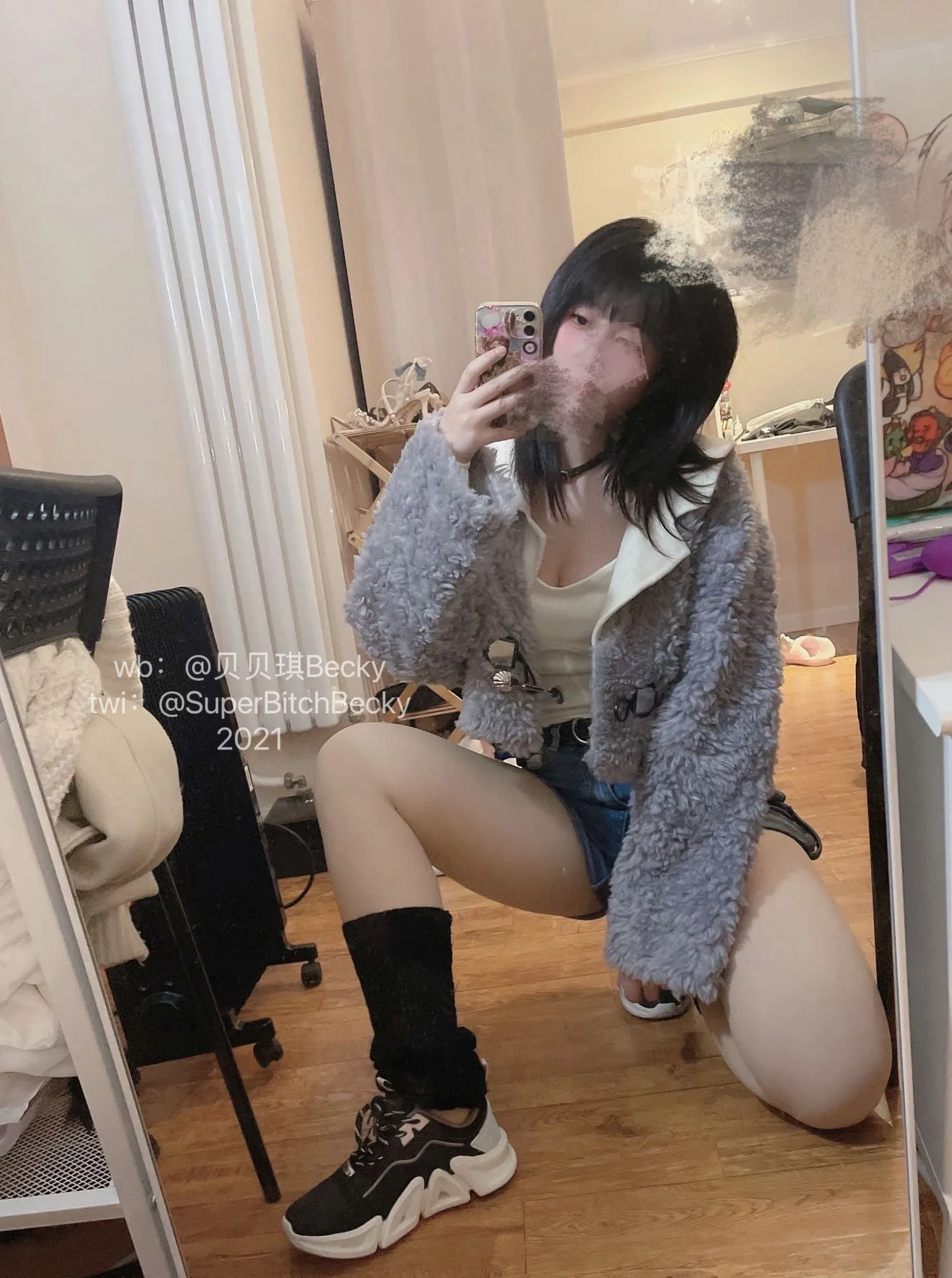 No.017 – 对镜黑发辣妹 [105P]-图妖社