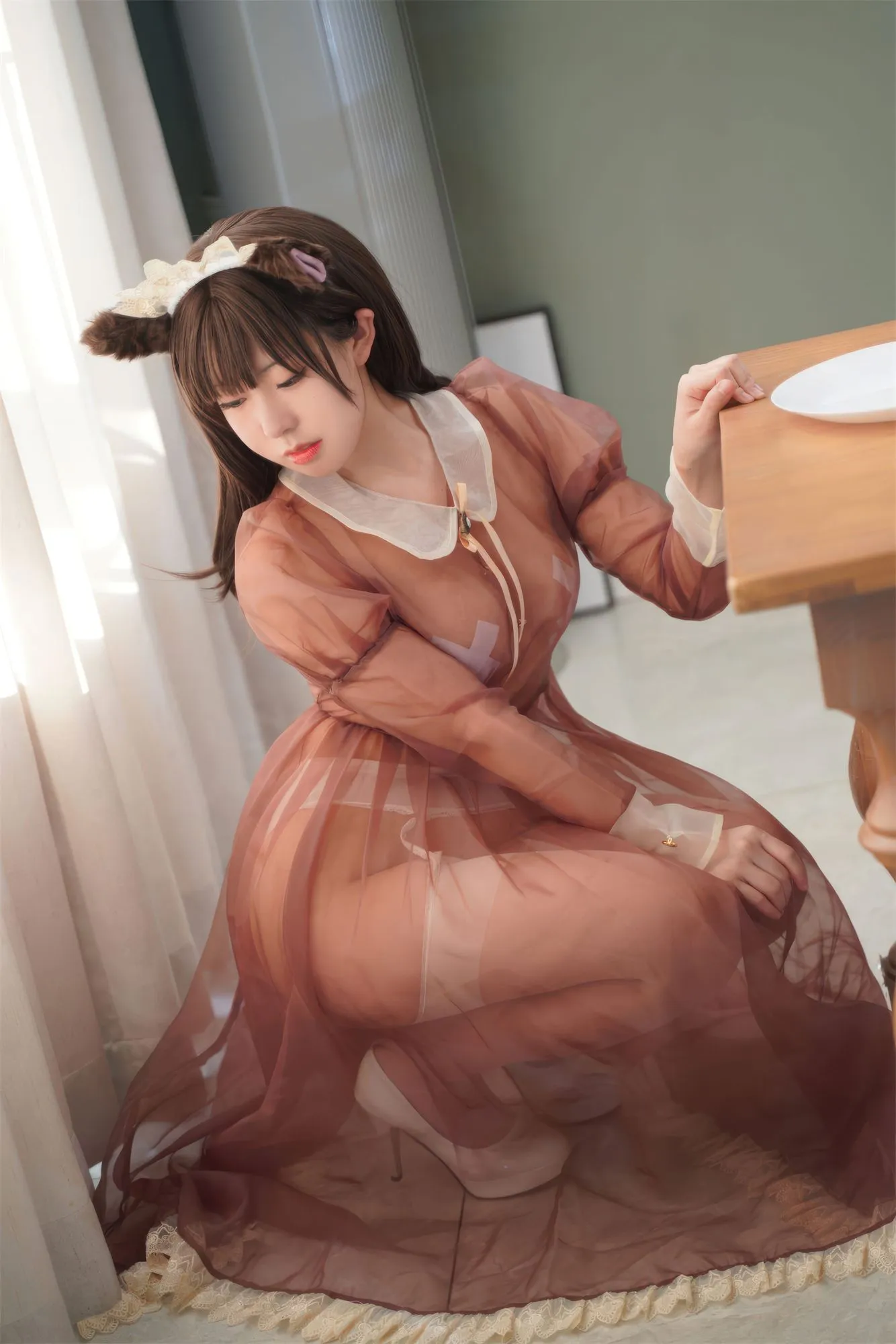 图片[2]-No.040 – 棕色透明女仆 [35P]-coswz-cos王者